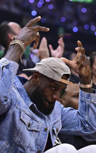 LeBron James at Cleveland Cavaliers playoffs game vs Boston Celtics
