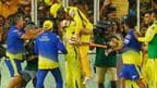 MS Dhoni lifting Ravindra Jadeja after IPL 2023 victory