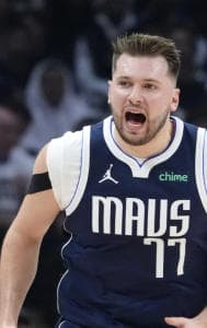 Luka Doncic in action against LA Clippers in NBA Playoffs game 5