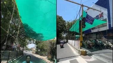 Puducherry Pwd Installs Shade Cloth At Traffic Signal